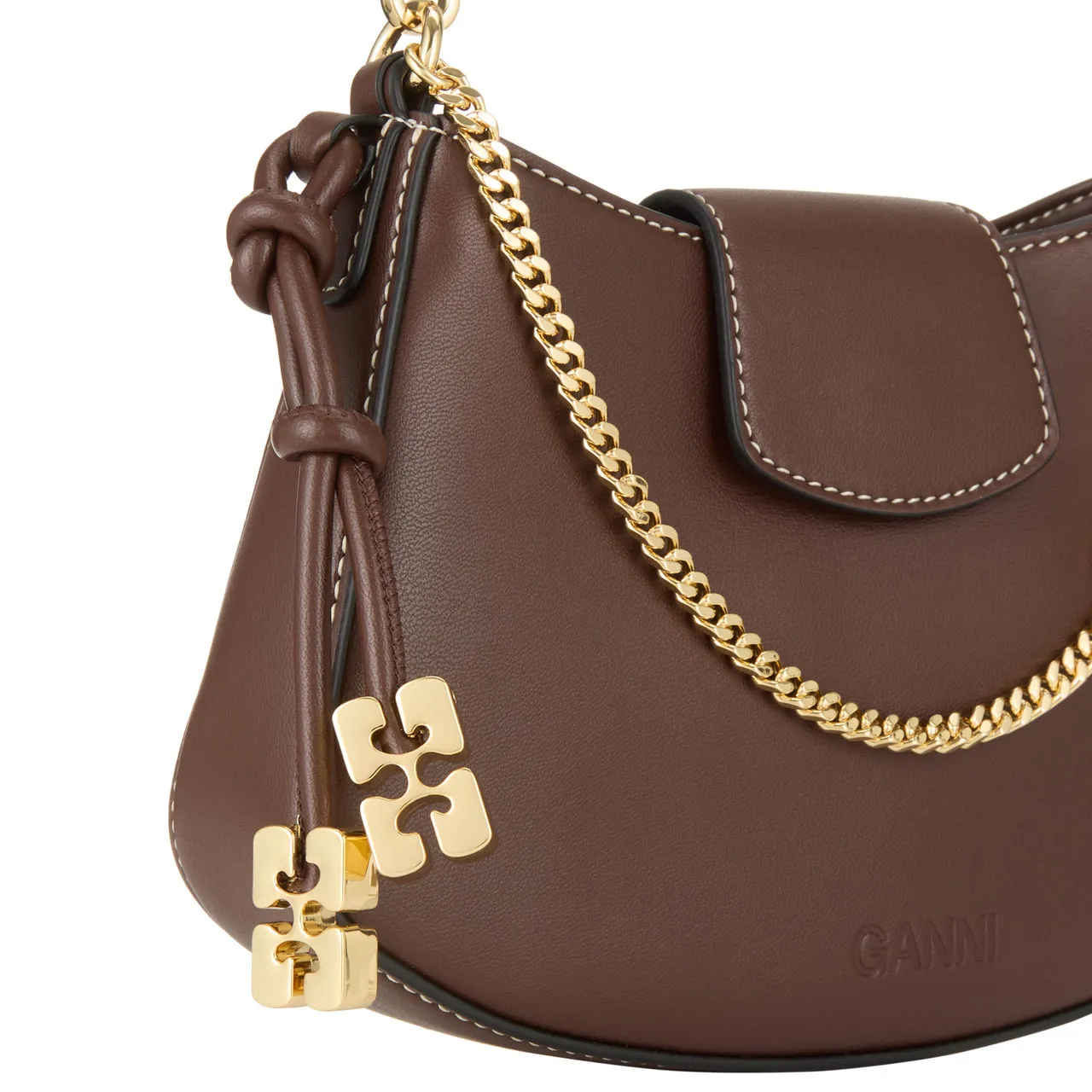 GANNI The Sustainable Edit Mini Swing Crossbody Bag - Chocolate Fondant