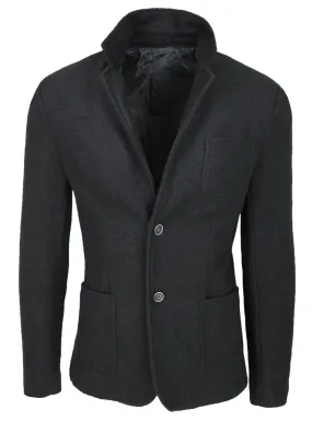 Giacca uomo Blazer casual elegante nero 100% made Italy slim fit aderente lana