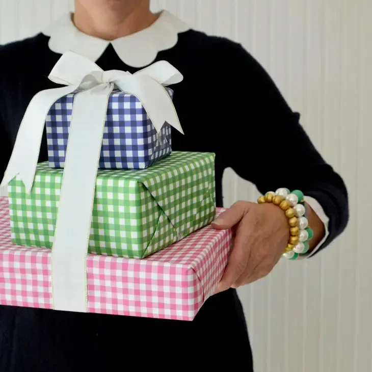 Gingham Check Gift Wrap-Blue