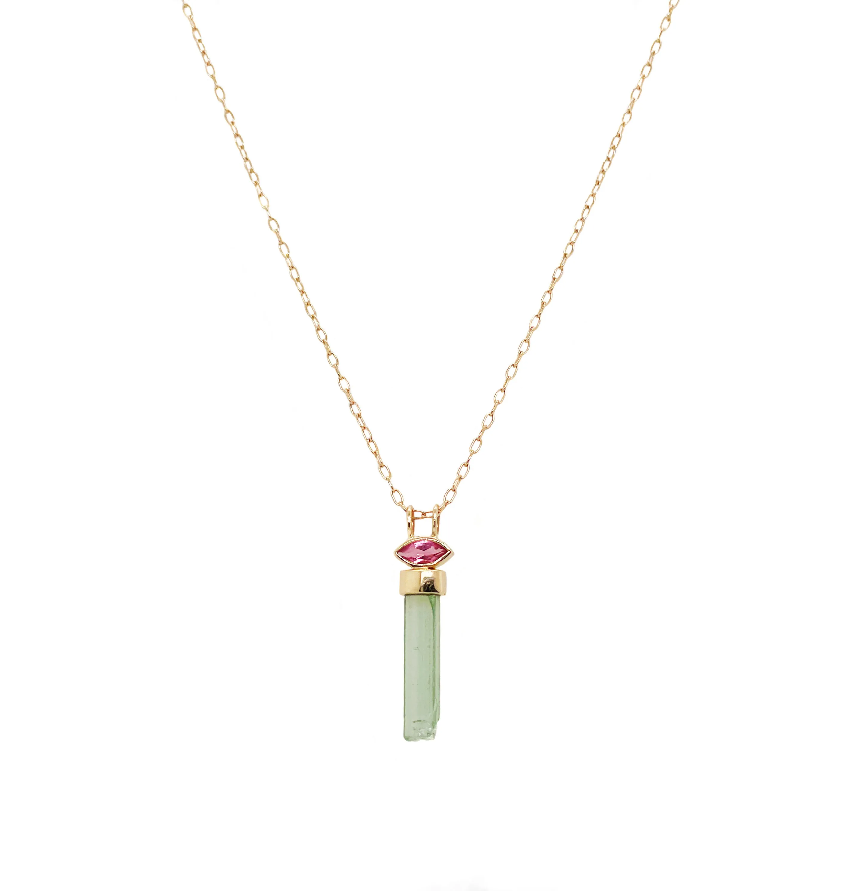 Green Tourmaline Pencil Necklace