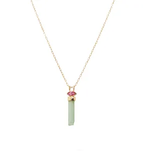 Green Tourmaline Pencil Necklace