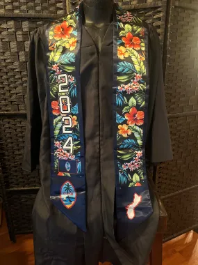 Guam Blue Floral Seal. 2024 Graduation Stoles