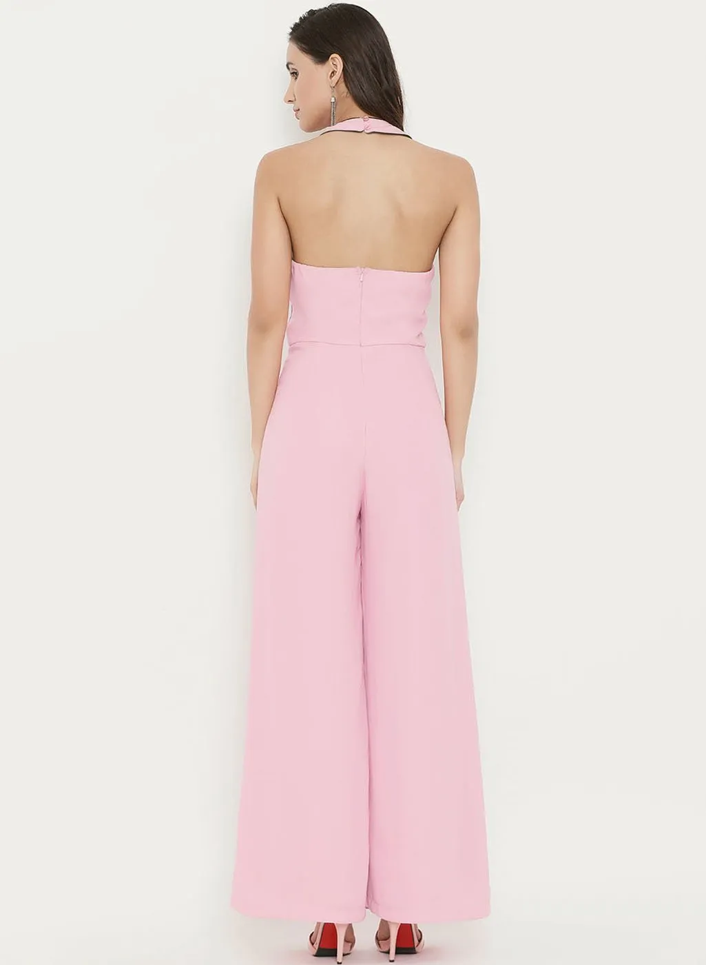 Halter Neck Jumpsuit With Asymmetric Placket