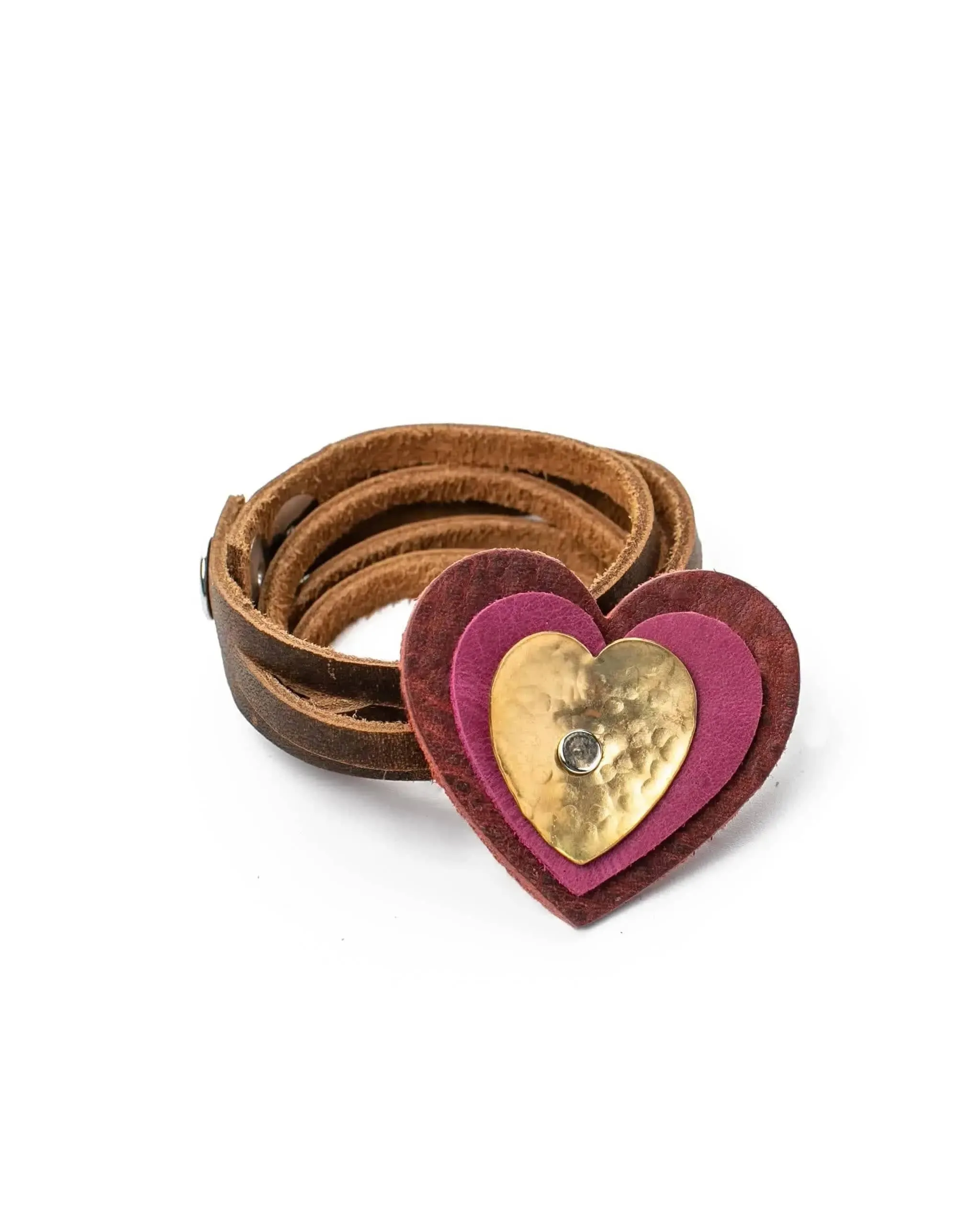 Heart Double Wrap Leather Heart