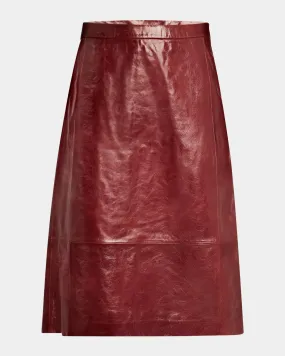 Hepburn A-Line Leather Midi Skirt