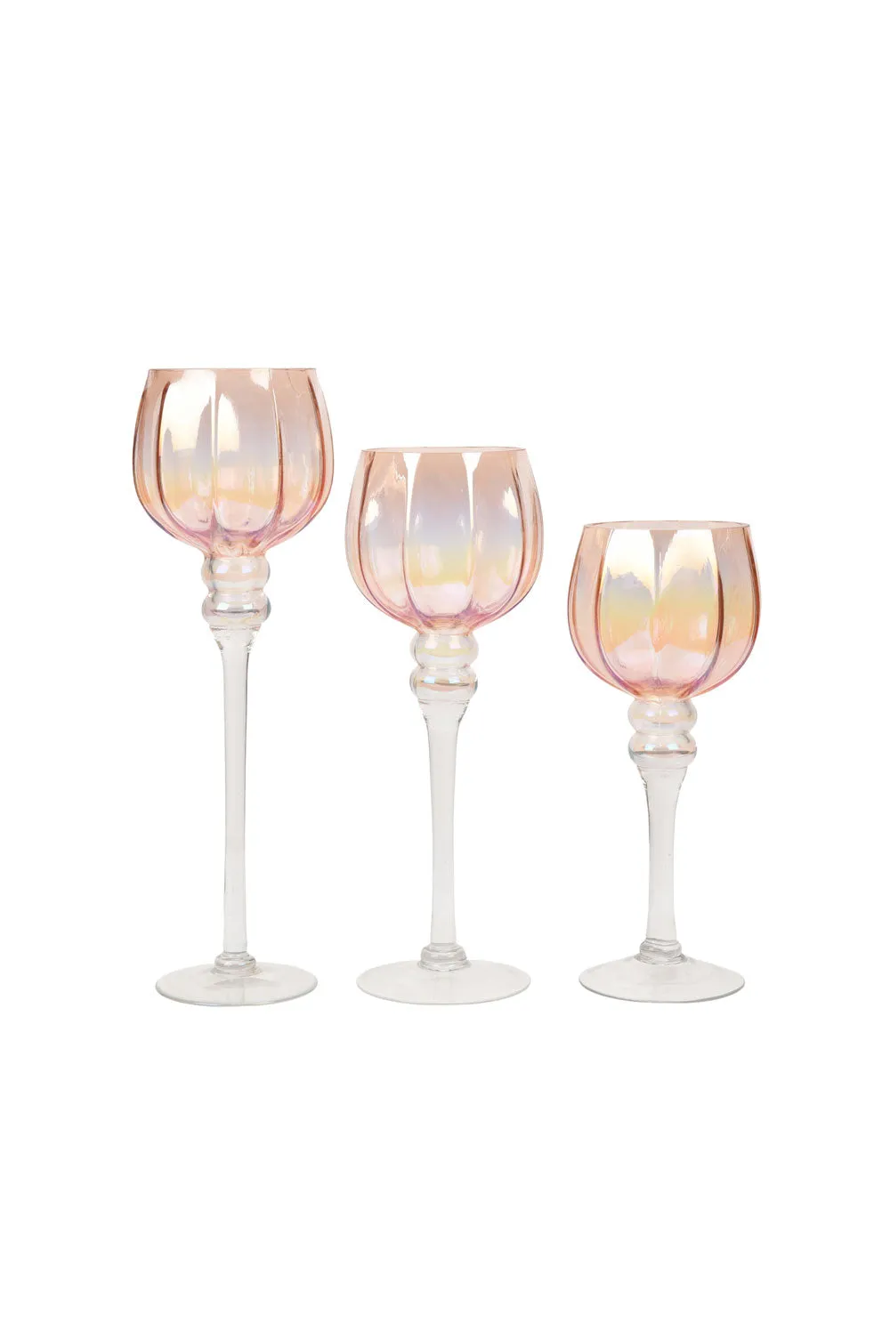 Hestia Set of 3 Iridescent Pink Goblets - Pink