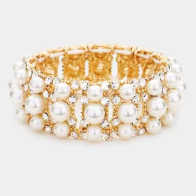 iLLASPARKZ Pearl Rhinestone Pave Evening Stretch Bracelet