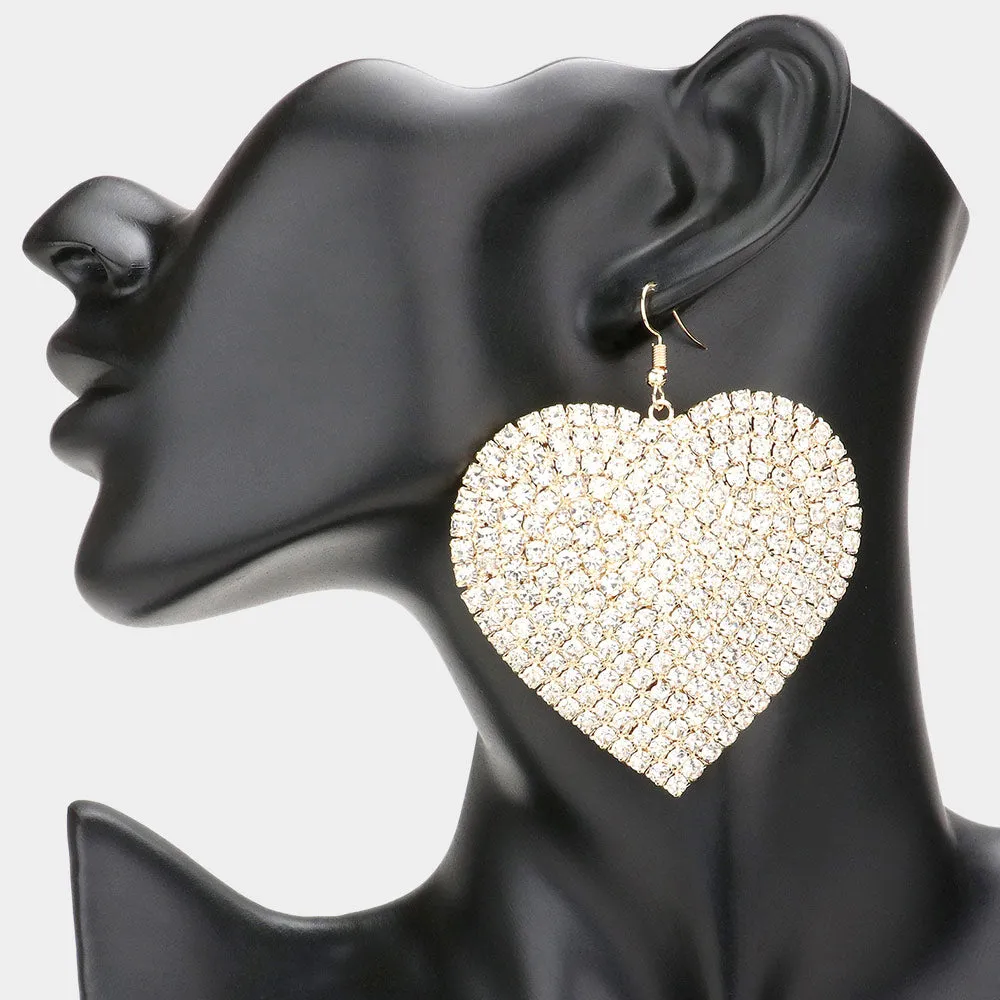 iLLASPARKZ Rhinestone Heart Dangle Evening Earrings