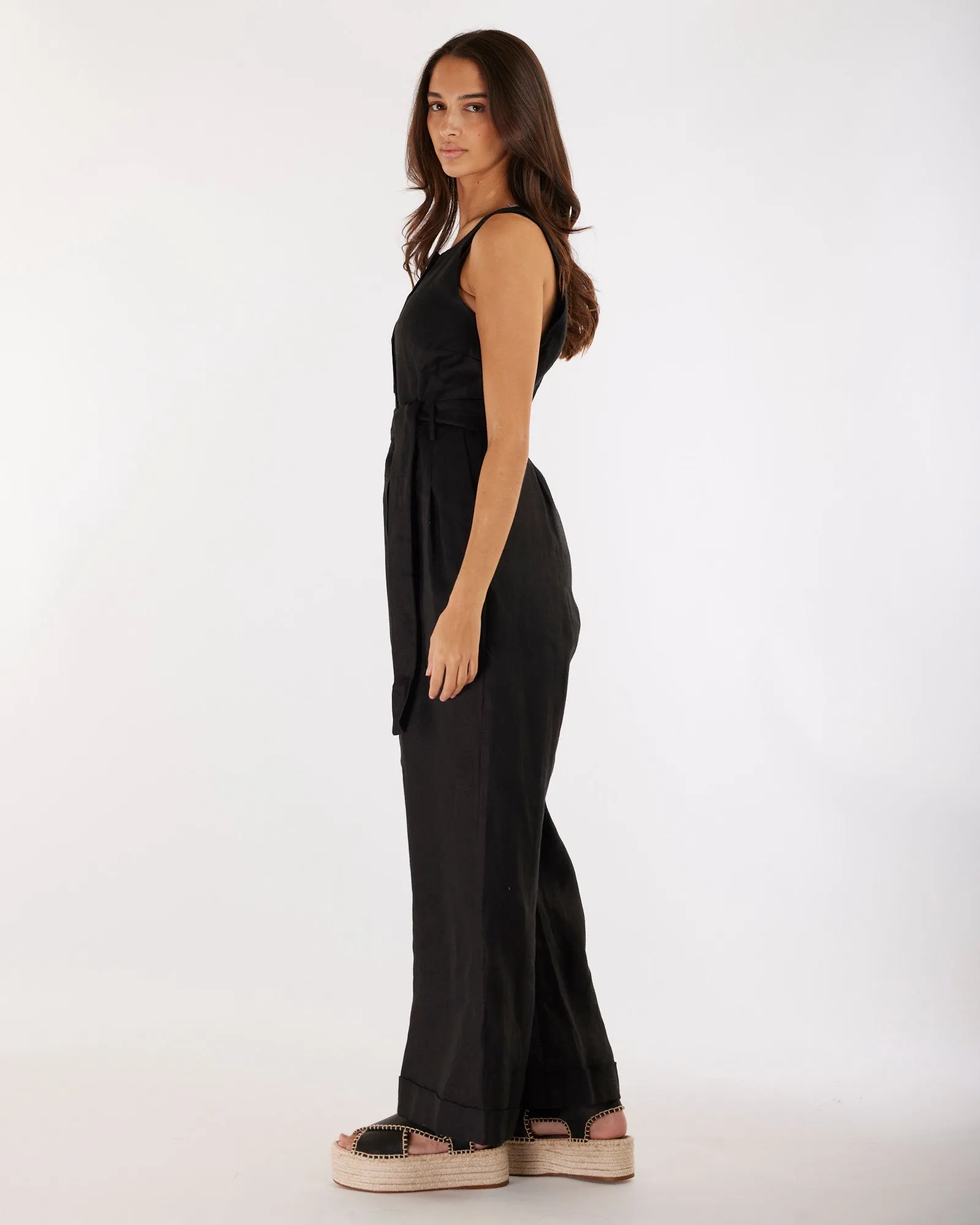 Imari Linen Jumpsuit - Black