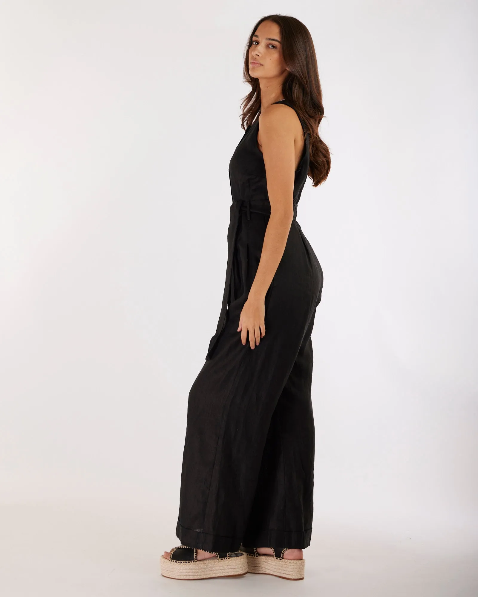 Imari Linen Jumpsuit - Black