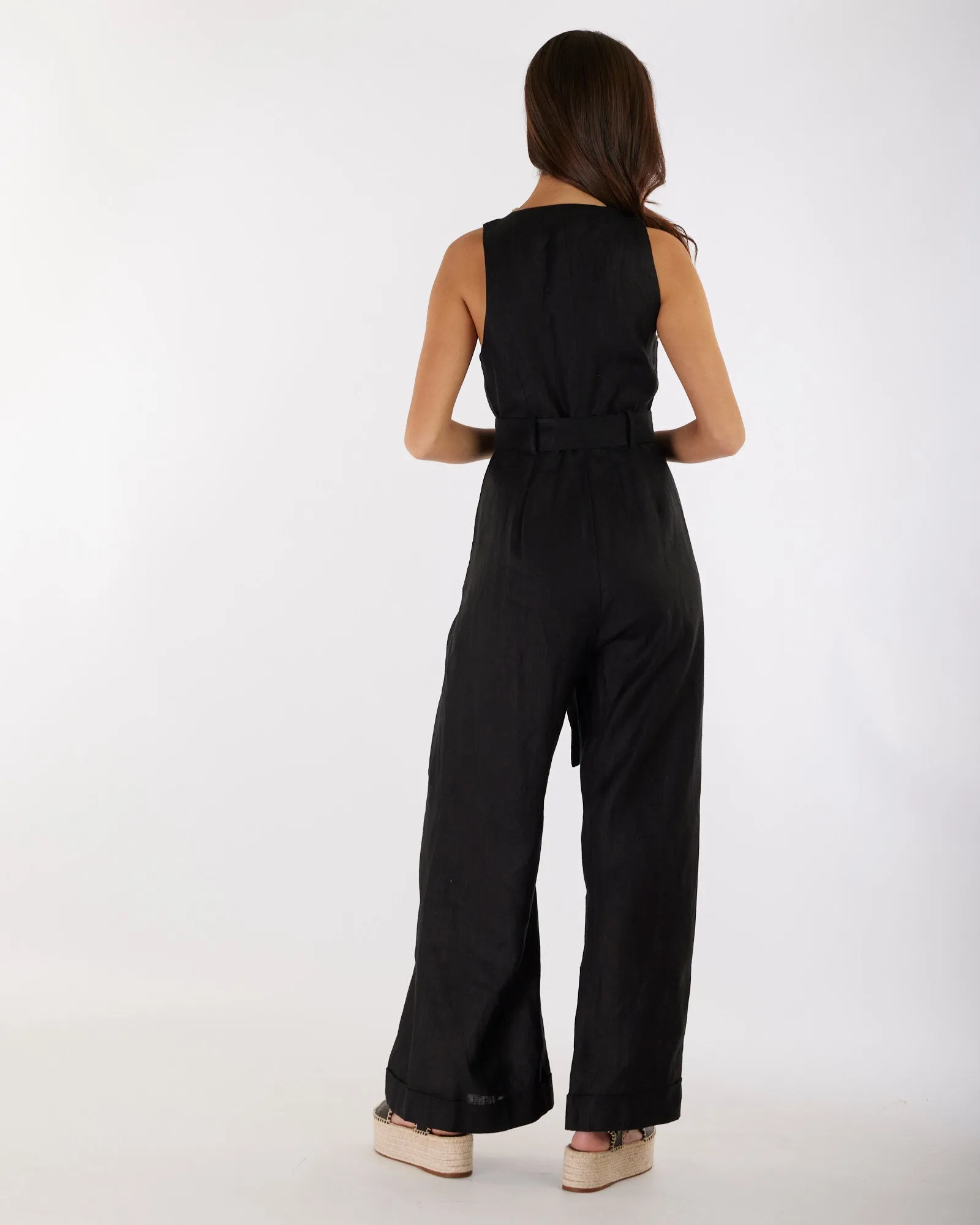 Imari Linen Jumpsuit - Black