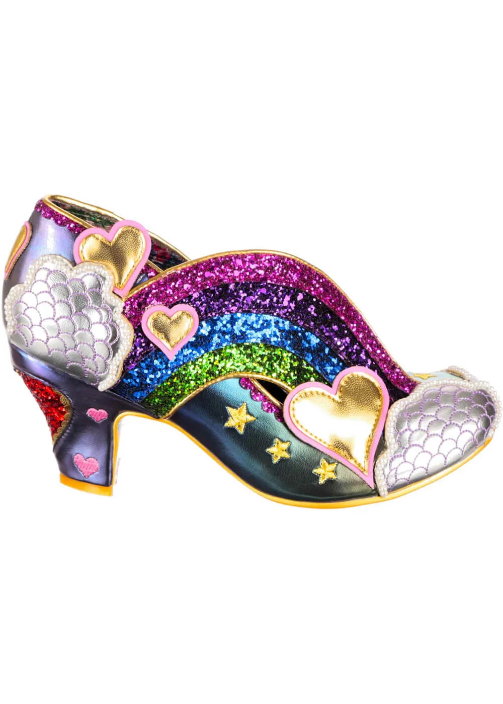 Irregular Choice Summer Showers Rainbow 70's Pumps Purple