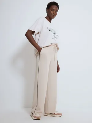 Ivory Side Stripe Wide Leg Trousers | Women | George at ASDA