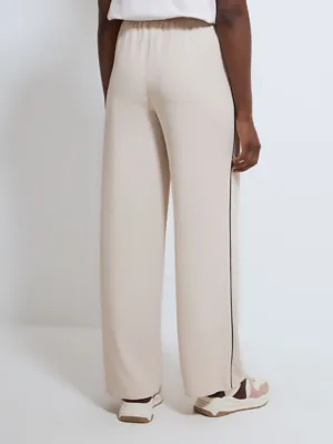 Ivory Side Stripe Wide Leg Trousers | Women | George at ASDA