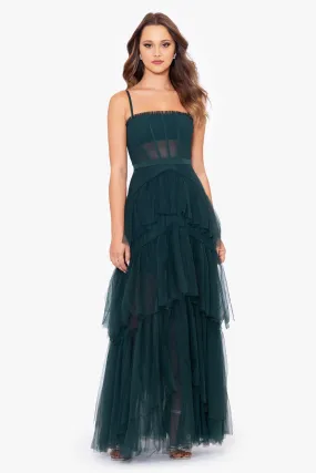 Jasmine Long Spaghetti Strap Mesh Corset Gown