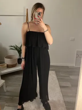 Jumpsuit Portofino nera effetto plissettato