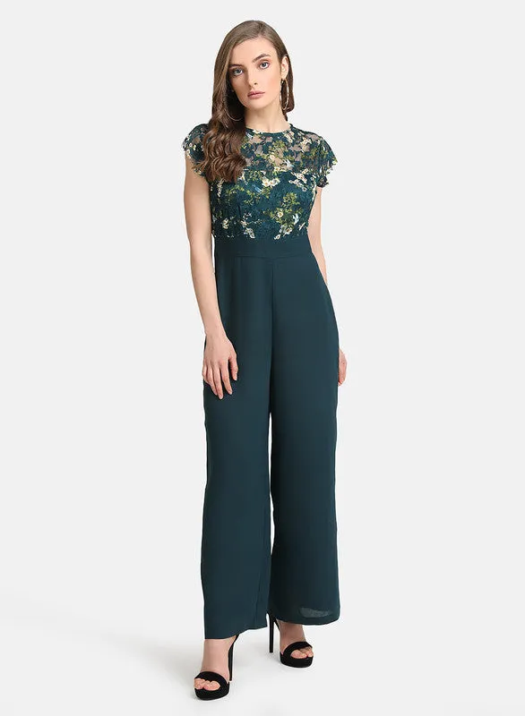 Jumpsuit With Stretch Lace Bodice