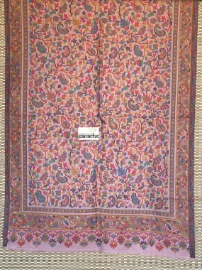 Kashmiri Kani Work Stole - Light Pink Multi Resham Woven