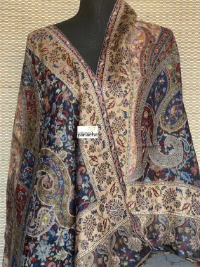 Kashmiri Kani Work Stole - Multi color Resham Woven Paisley