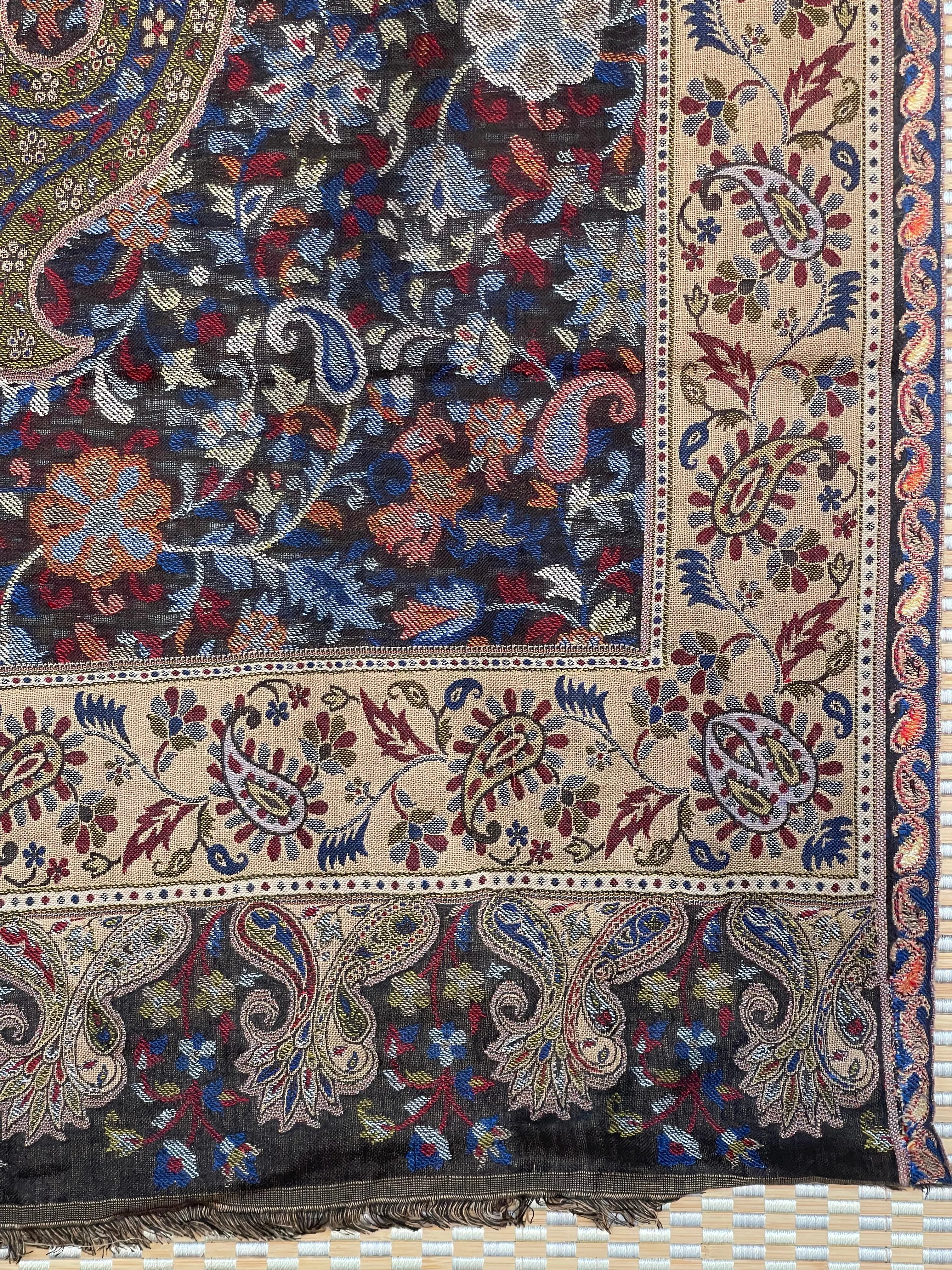 Kashmiri Kani Work Stole - Multi color Resham Woven Paisley