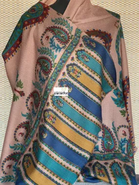 Kashmiri Pashmina Stole - Thulian Pink Multi Resham Woven