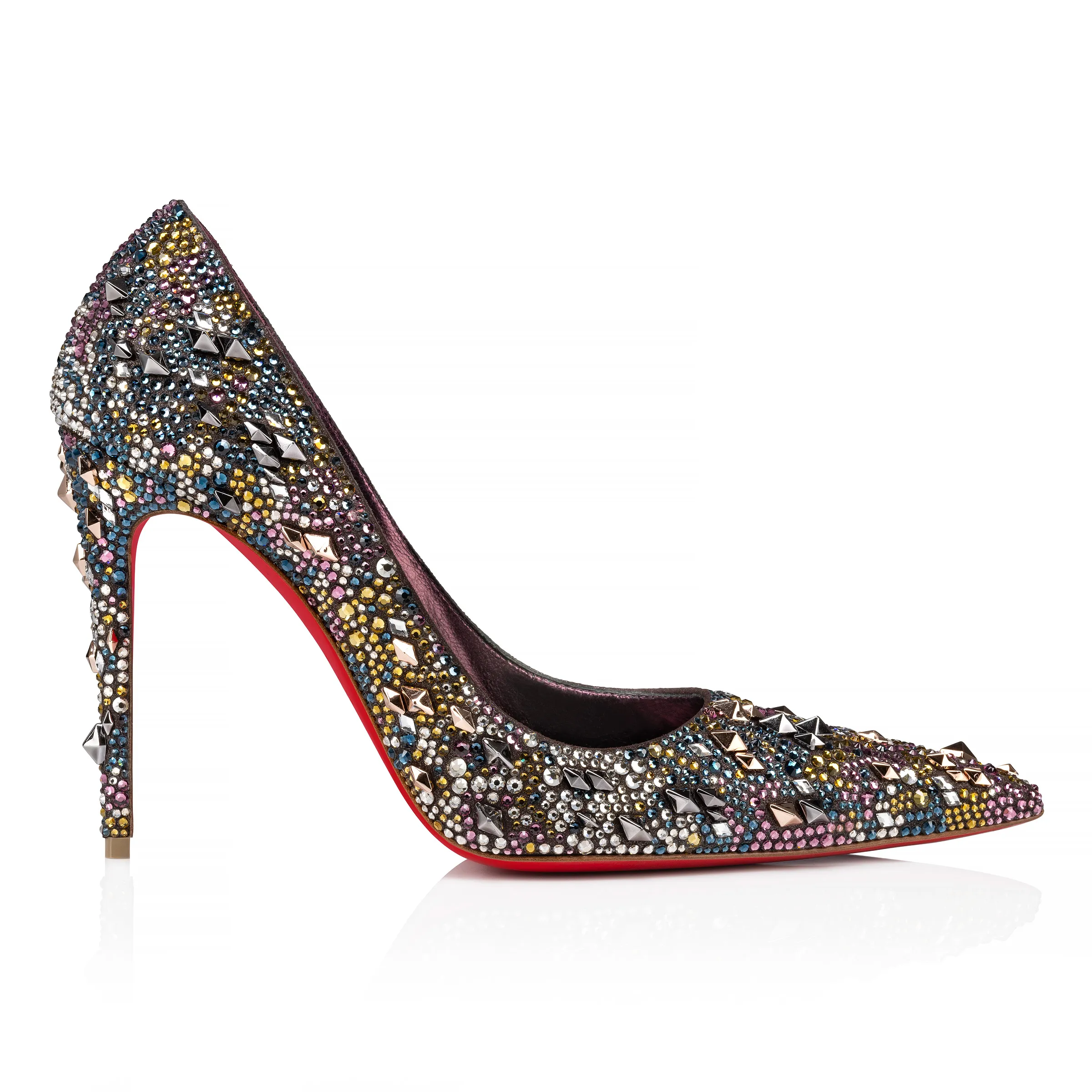 Kate Max Strass Eternity 100 mm Pumps - Metallic suede and Eternity strass - Anthracite - Women