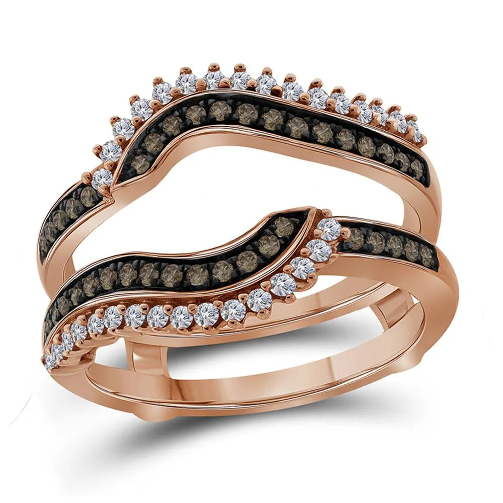 Keene Jewelers 14kt Rose Gold Womens Round Brown Diamond Wrap Ring Guard Enhancer 3/8 Cttw