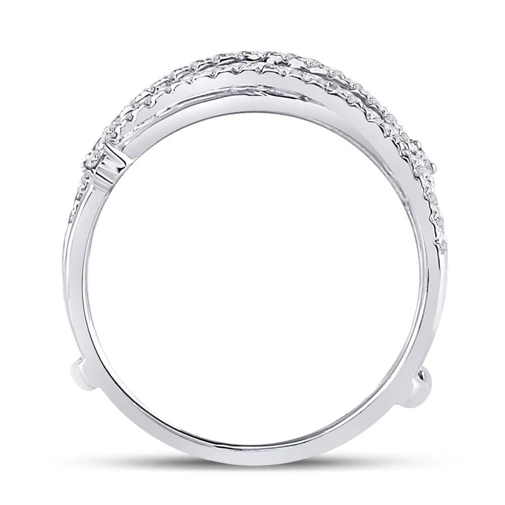 Keene Jewelers 14kt White Gold Womens Round Diamond Wedding Wrap Ring Guard Enhancer 3/8 Cttw