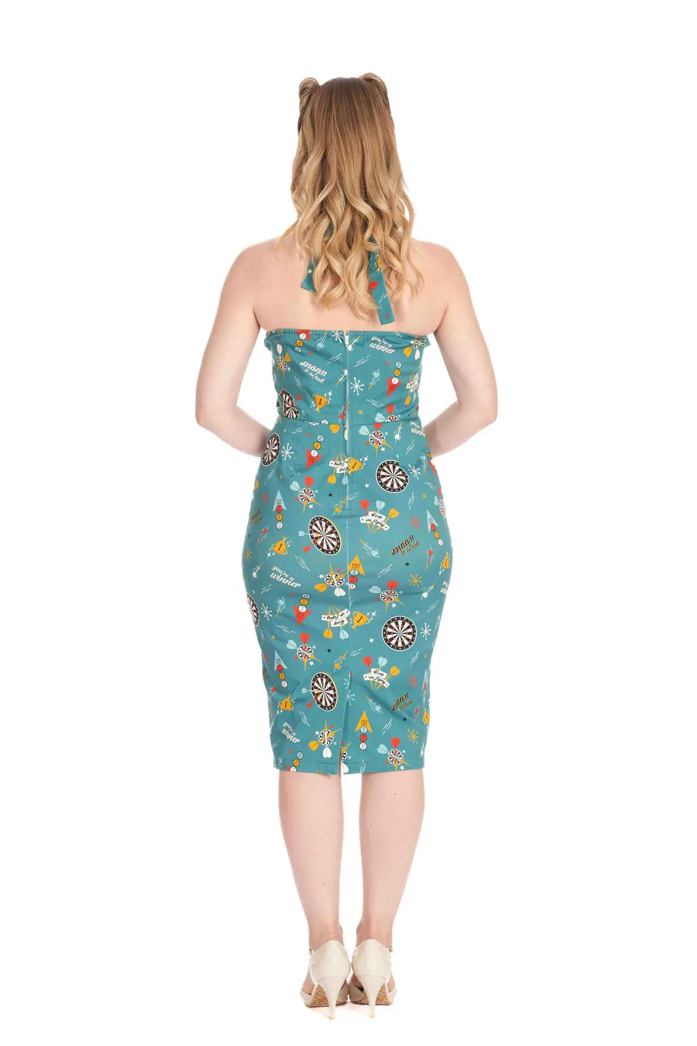 KEEP EM FLYING HALTER PENCIL DRESS