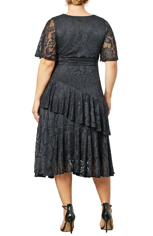 Kiyonna Lace Affair Tiered Cocktail Dress (Plus Size)