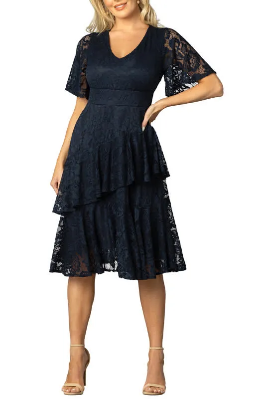 Kiyonna Lace Affair Tiered Cocktail Dress