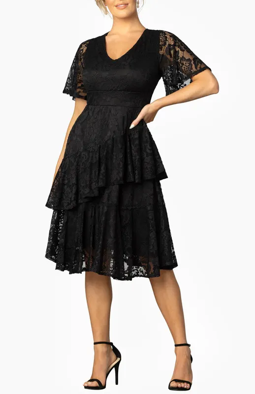 Kiyonna Lace Affair Tiered Cocktail Dress