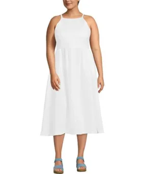 Lands' End Plus Size Linen Sleeveless Midi Dress