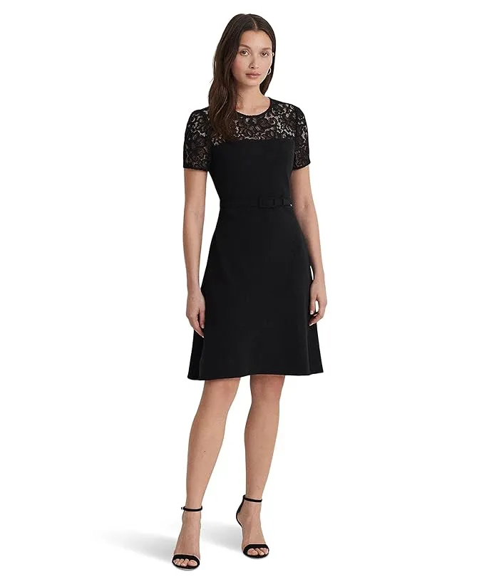 Lauren Ralph Lauren Lace-Trim Georgette Cocktail Dress Women's