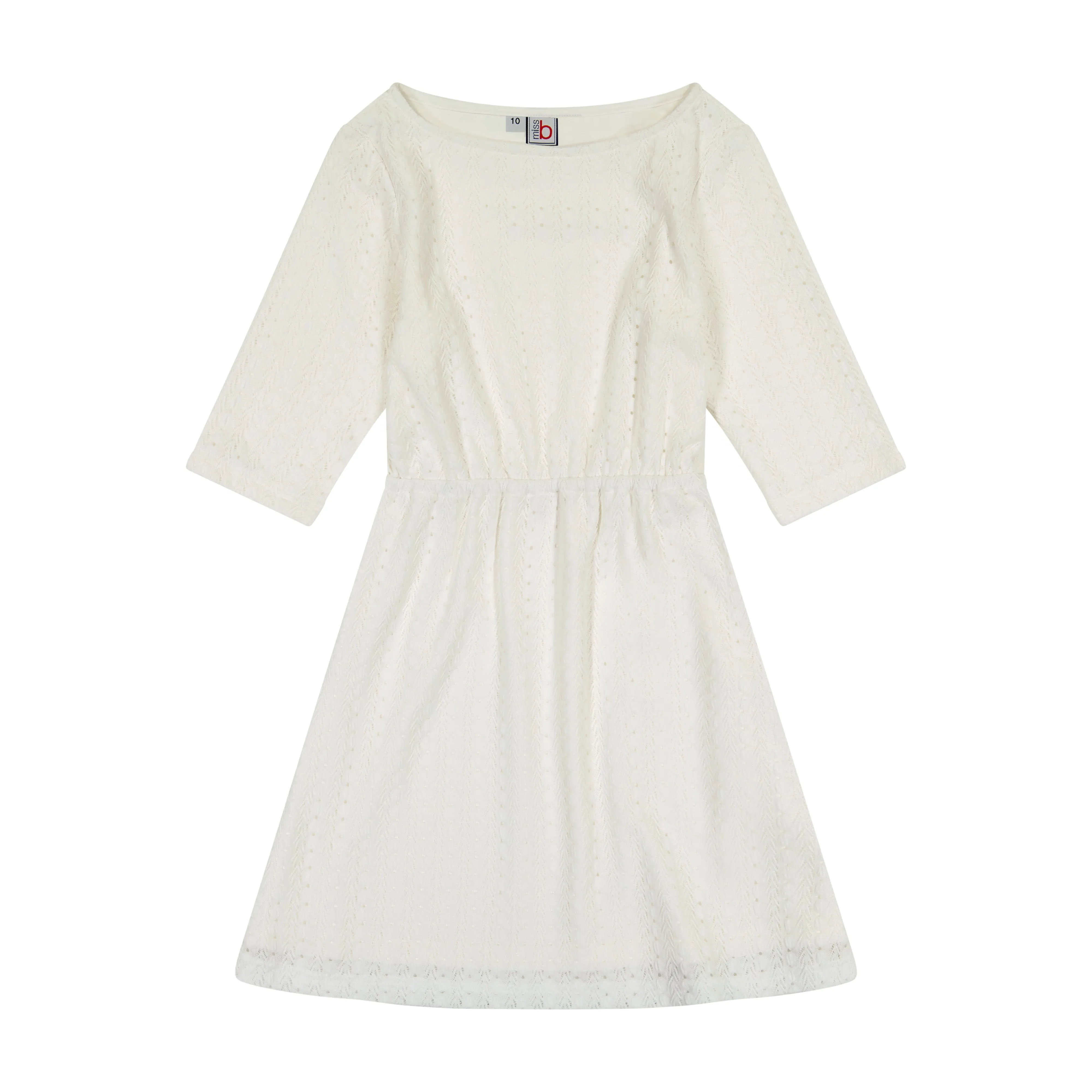 Leslie Tween Bateau Neck Dress White Lace