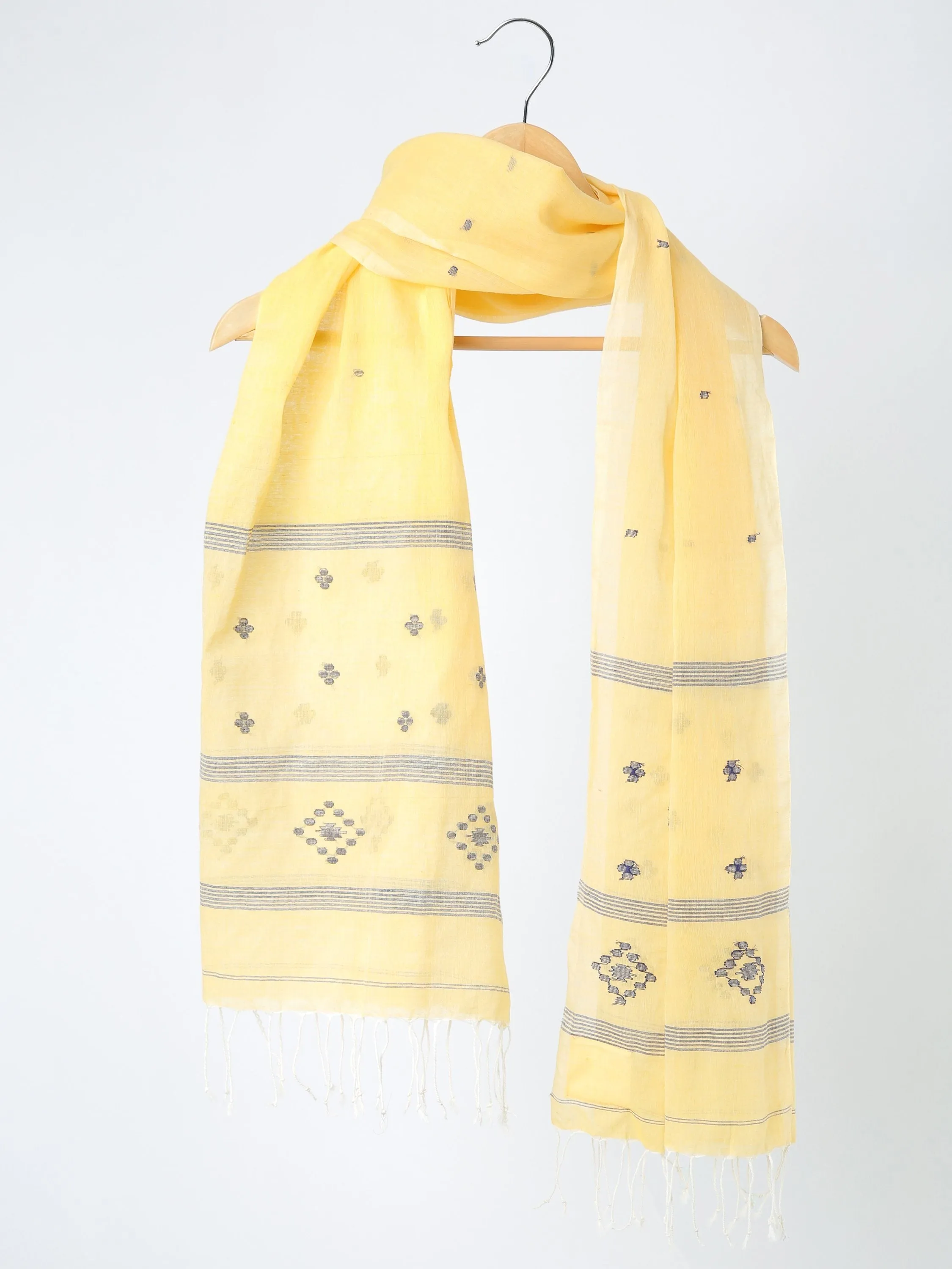 Light Yellow Muslin Cotton Jamdani Stole