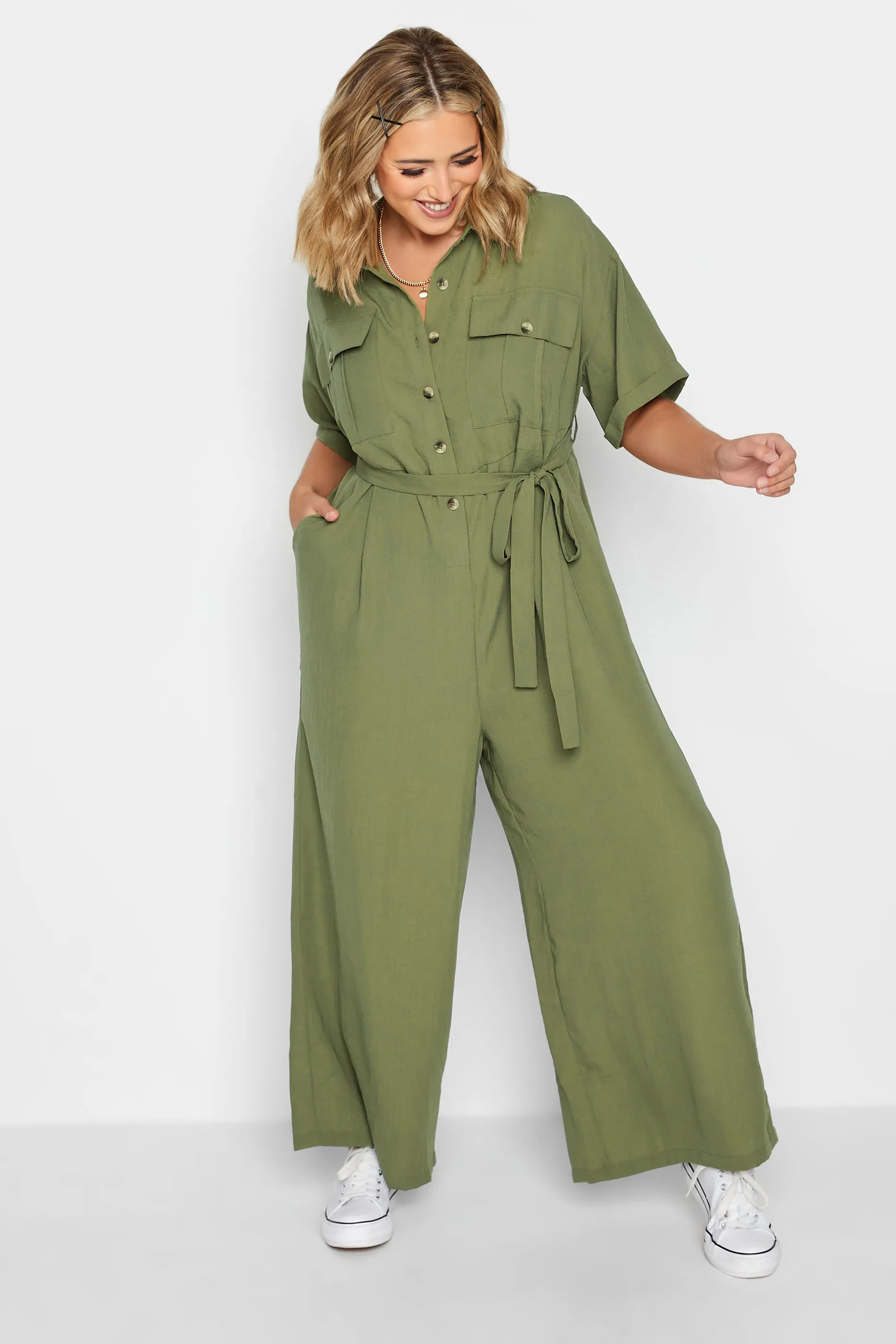 LIMITED COLLECTION Curve Khaki Green Jumpsuit