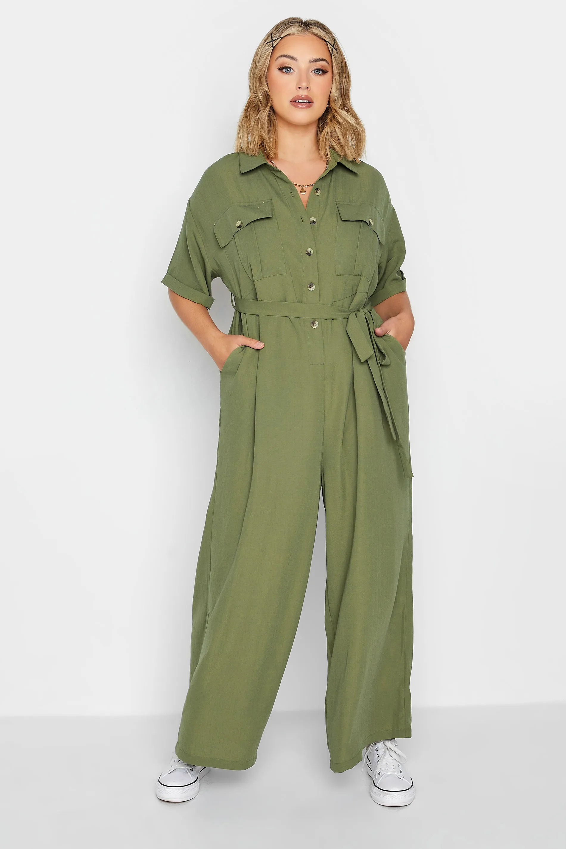 LIMITED COLLECTION Curve Khaki Green Jumpsuit