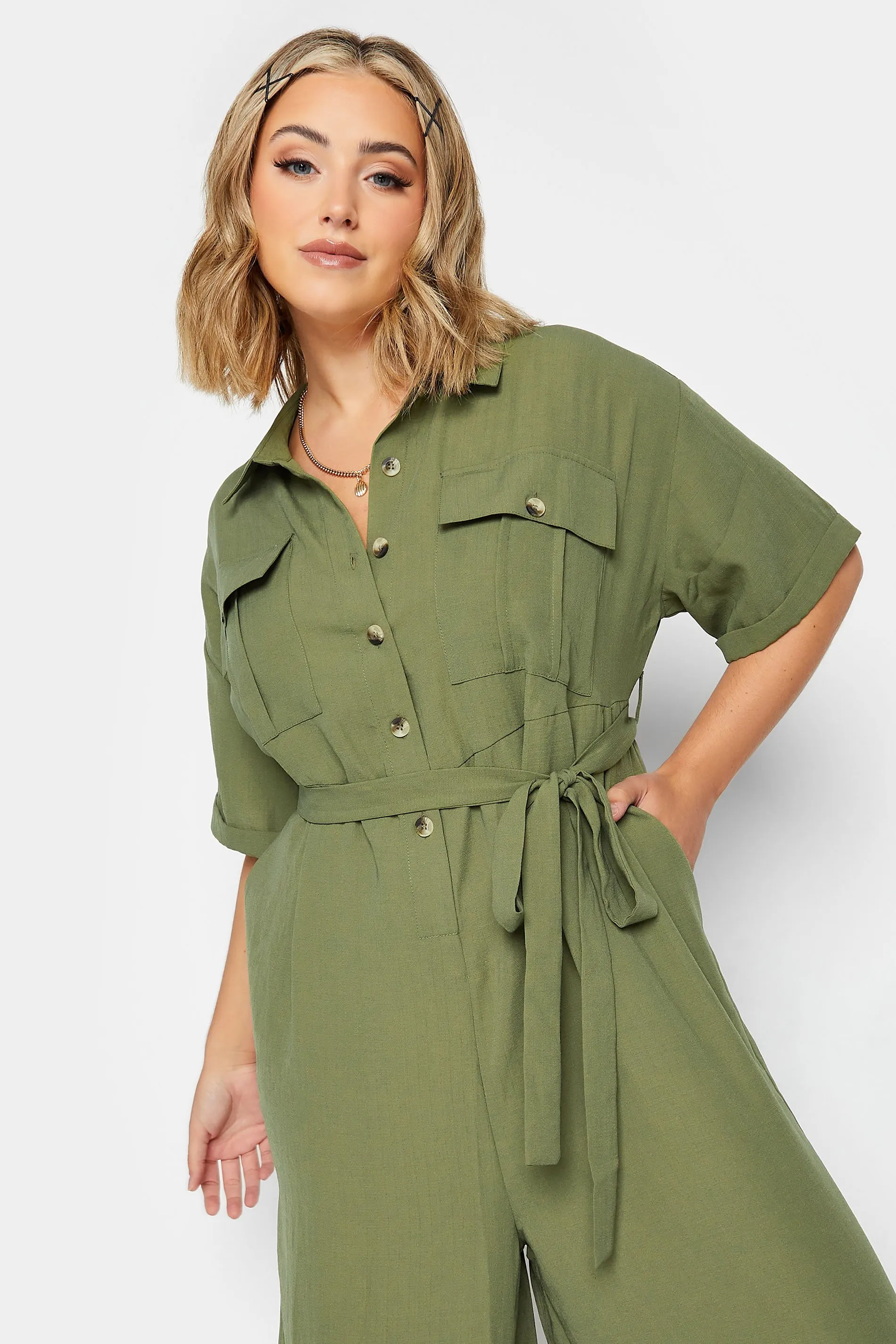 LIMITED COLLECTION Curve Khaki Green Jumpsuit