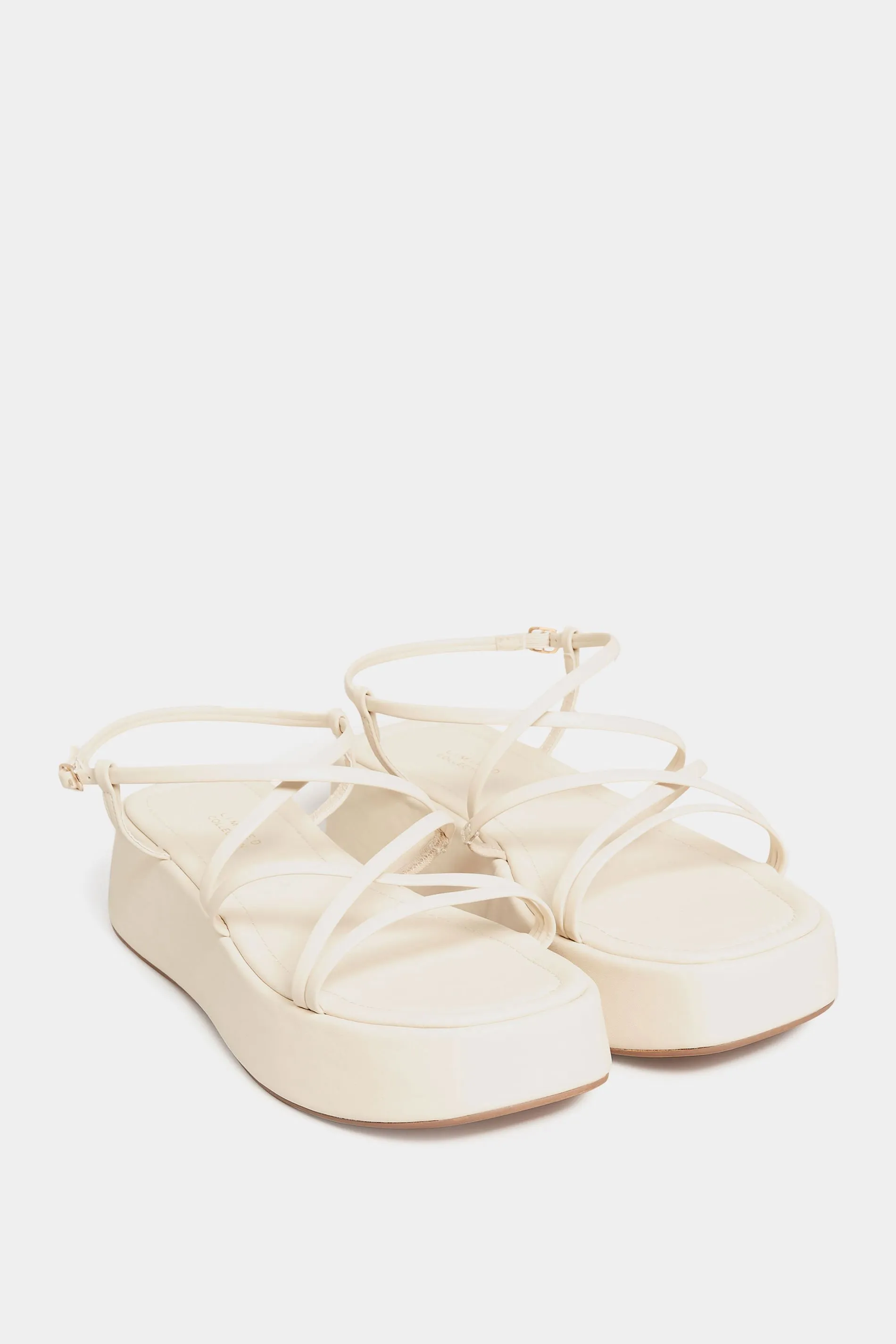 LIMITED COLLECTION White Strappy Flatform Sandals In Extra Wide EEE Fit