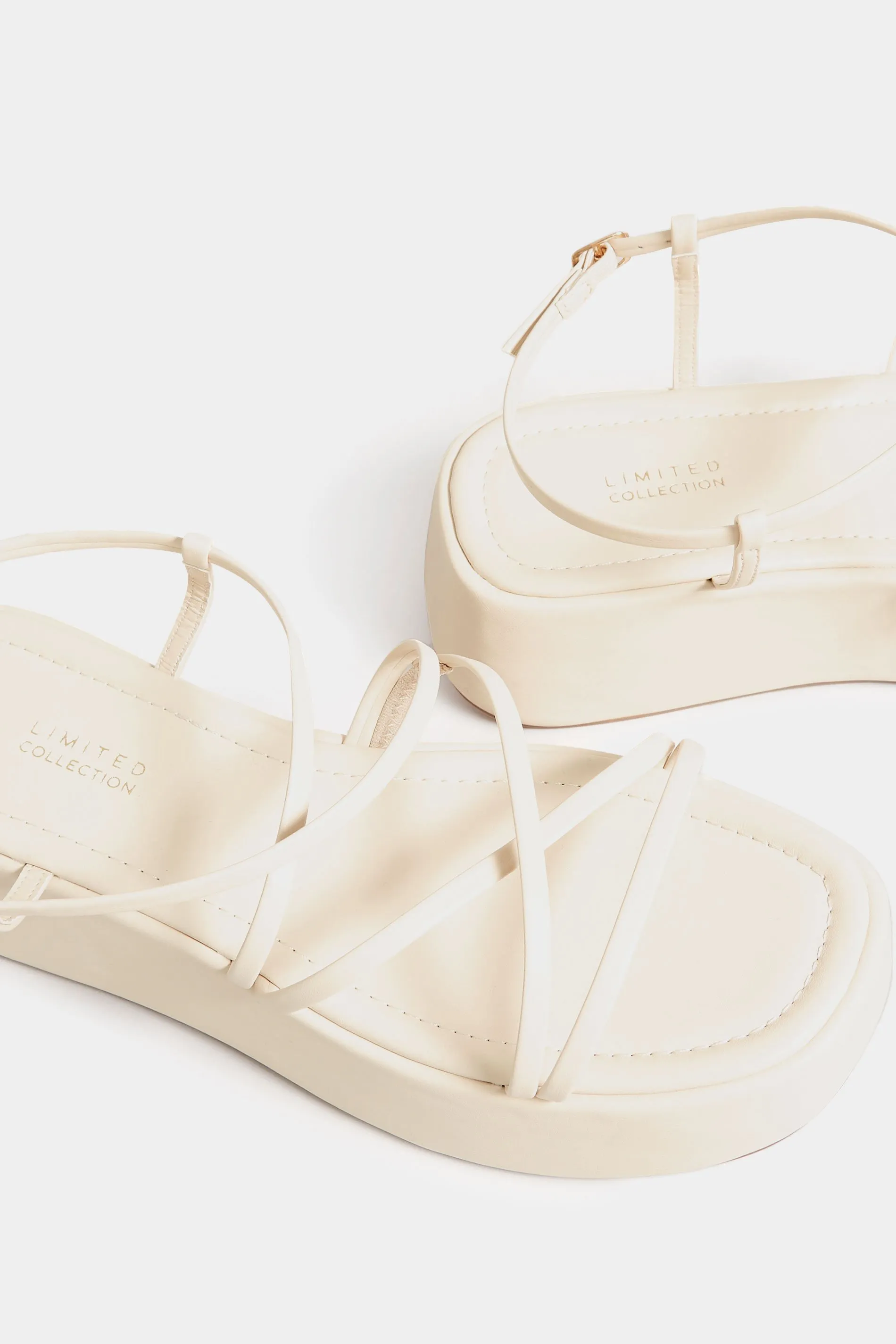 LIMITED COLLECTION White Strappy Flatform Sandals In Extra Wide EEE Fit