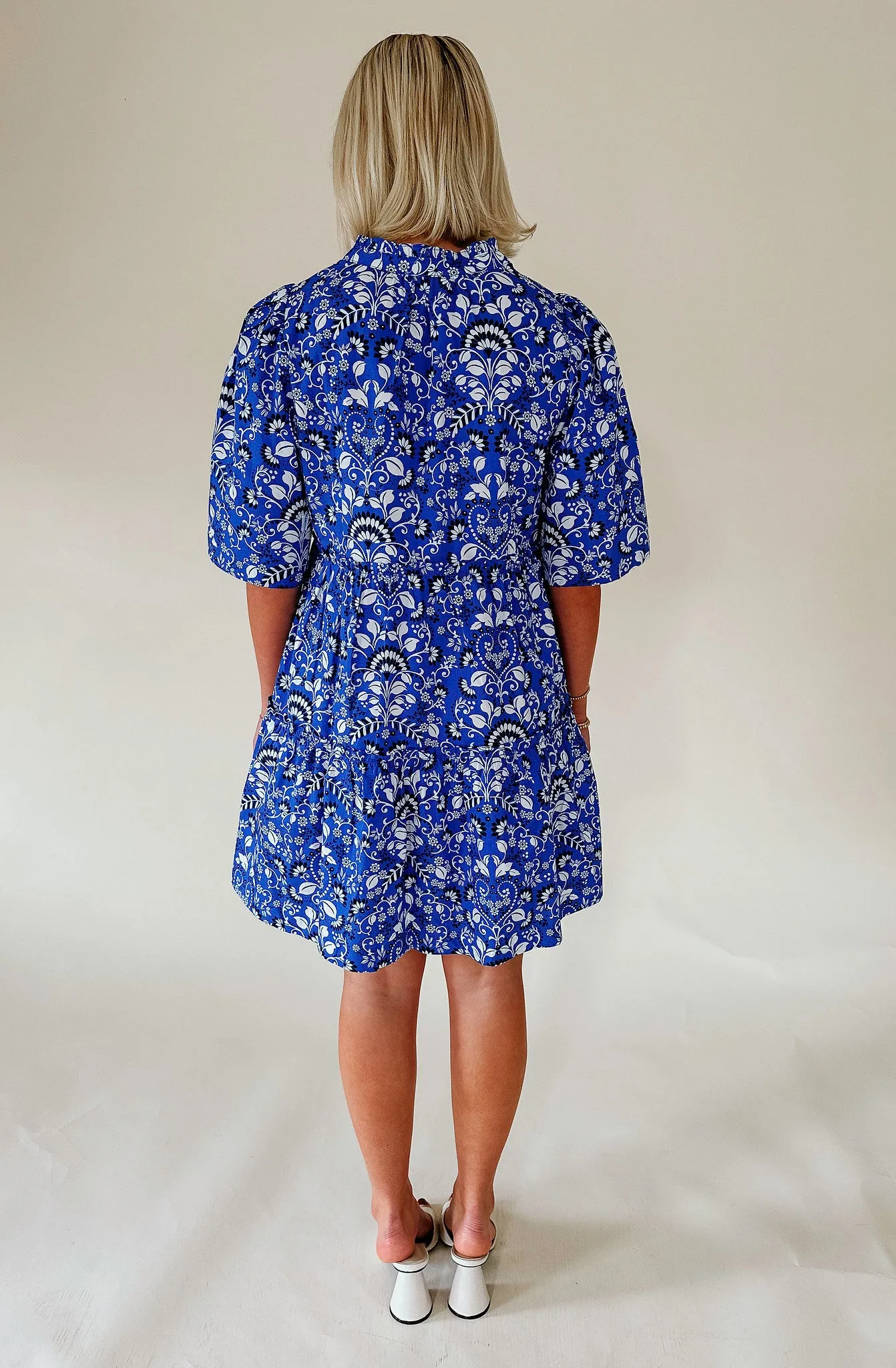 LULU FLORAL SPLIT NECK DRESS