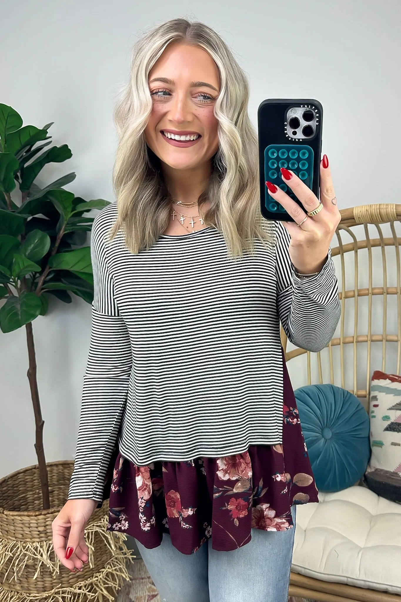 Made the Moment Stripes and Floral Layered Tunic Top - FINAL SALE