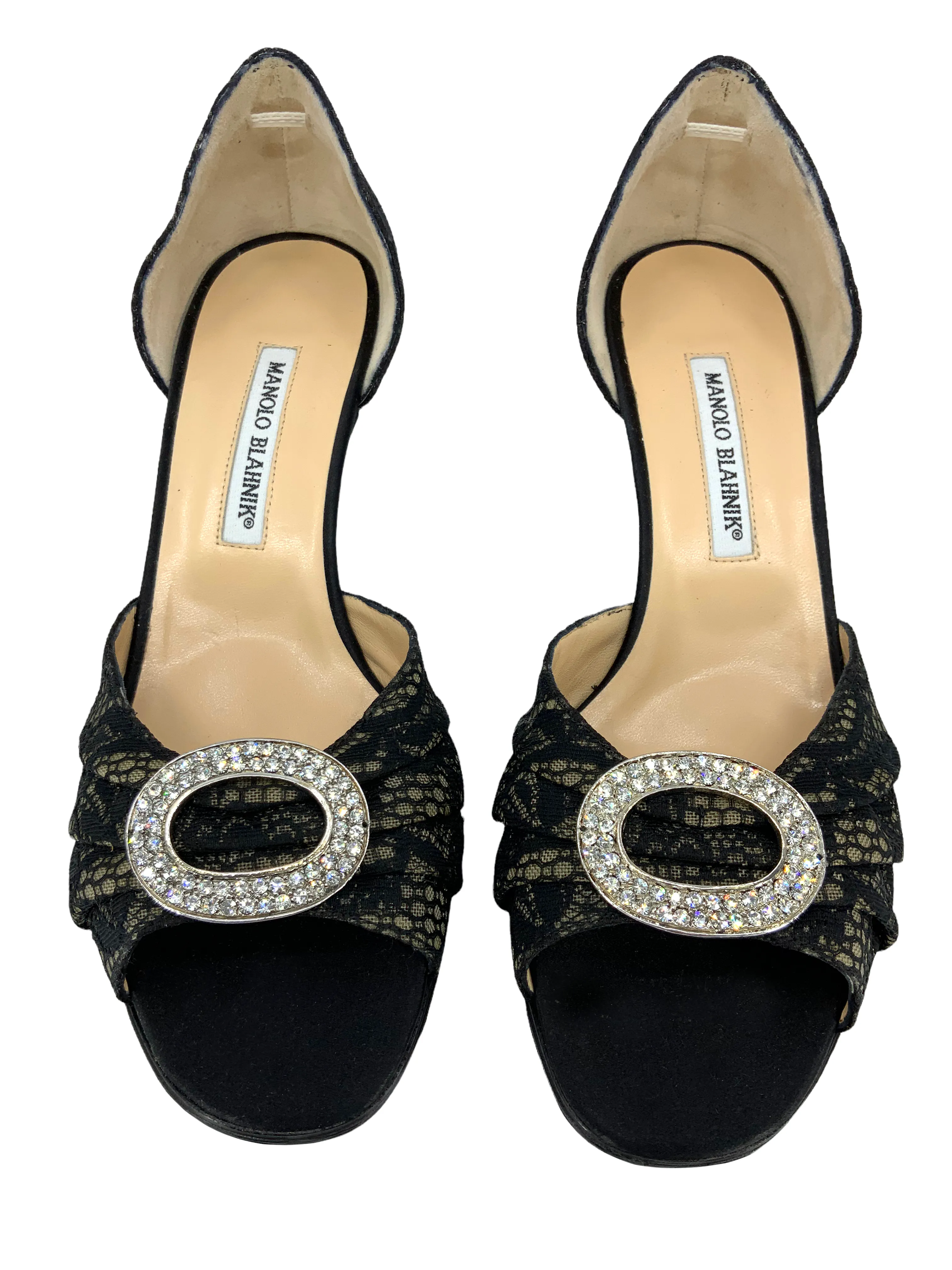 Manolo Blahnik Sedaraby Embellished Lace d'Orsay Pumps Size 10.5