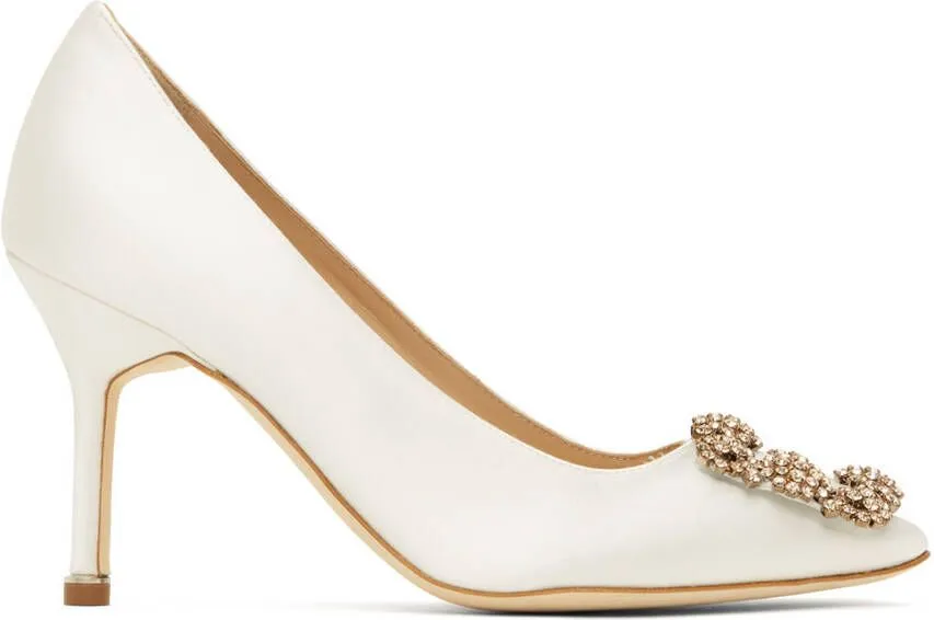 Manolo Blahnik White Hangisi Heels