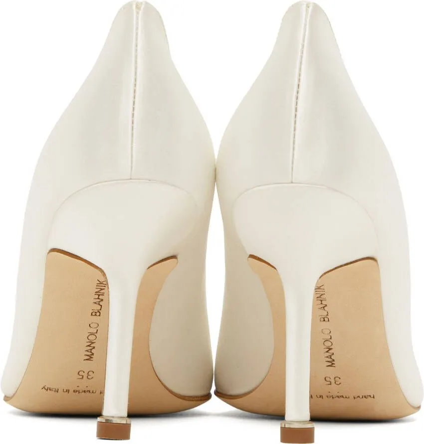 Manolo Blahnik White Hangisi Heels