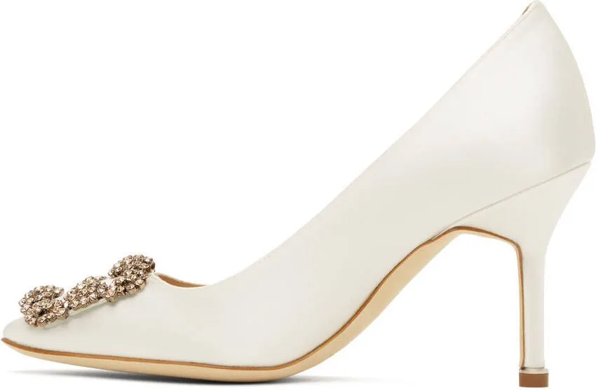 Manolo Blahnik White Hangisi Heels