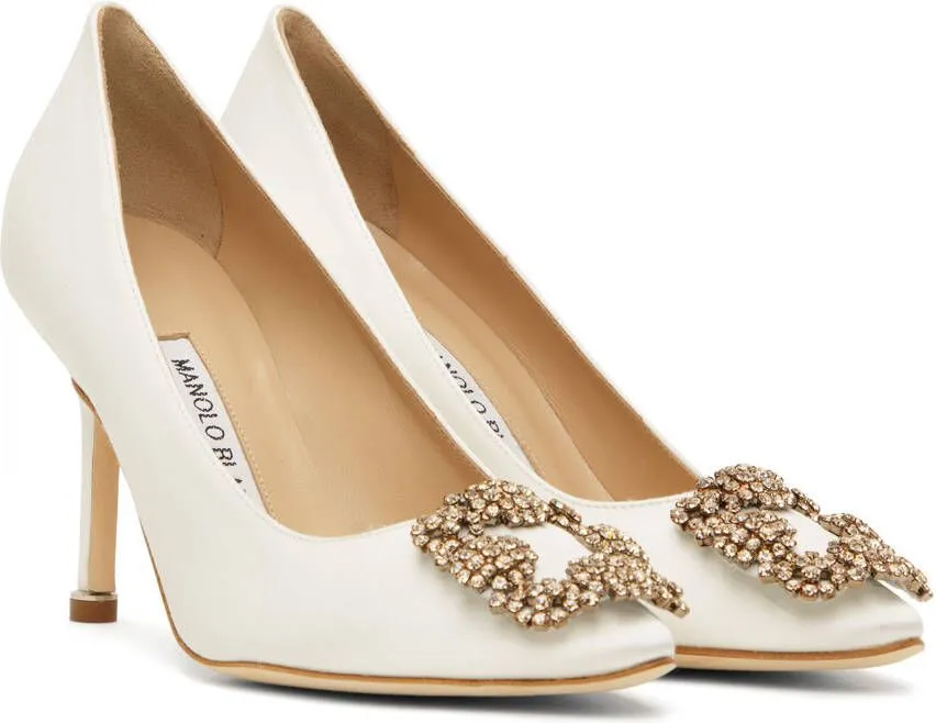 Manolo Blahnik White Hangisi Heels