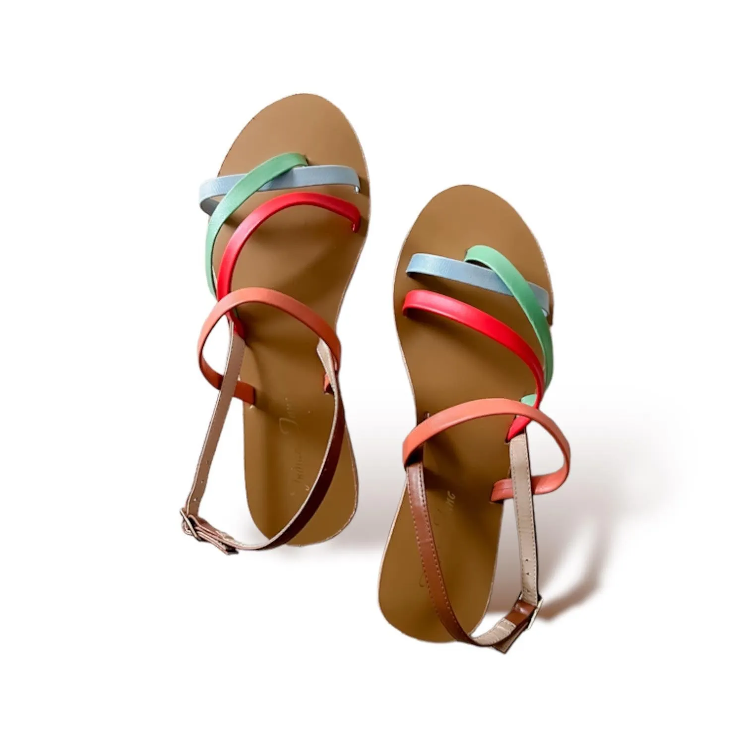 MARIE Festive Cross Strap Flat Sandals