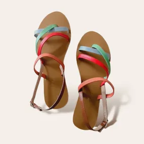 MARIE Festive Cross Strap Flat Sandals